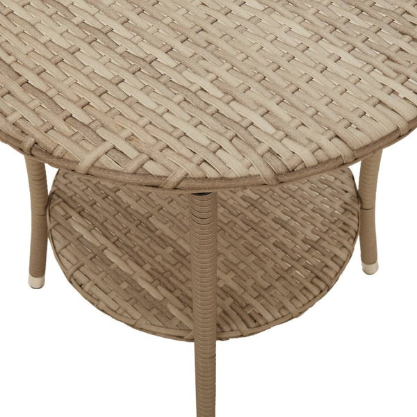 Verstellbare Gartensessel mit Tisch, Beige Rattan, 2er-Set