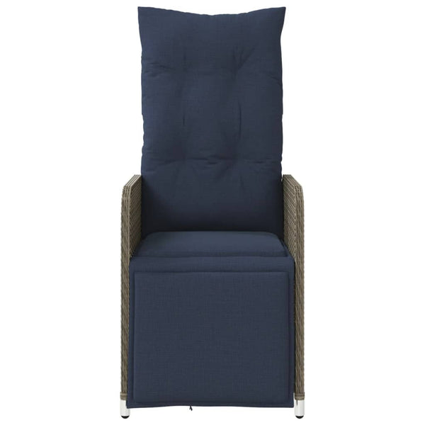 Verstellbare Gartenstühle mit Tisch, Grau Rattan, 2er Set