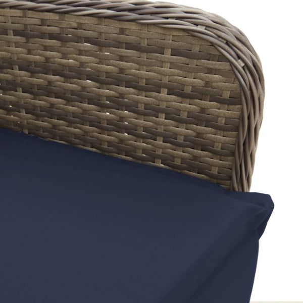 Verstellbare Gartenstühle mit Tisch, Grau Rattan, 2er Set