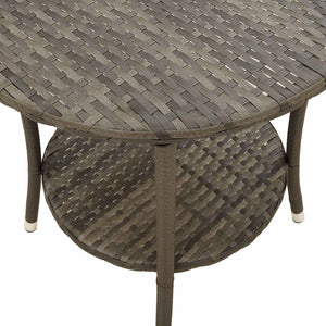 Verstellbare Gartenstühle mit Tisch, Grau Rattan, 2er Set