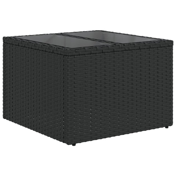 Schwarzer Gartentisch mit Glasplatte, 55cm