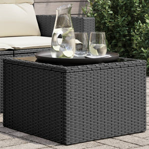 Schwarzer Gartentisch mit Glasplatte, 55cm