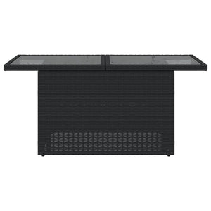 Schwarzer Poly Rattan Gartentisch mit Glasplatte