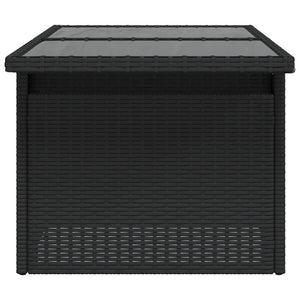 Schwarzer Poly Rattan Gartentisch mit Glasplatte