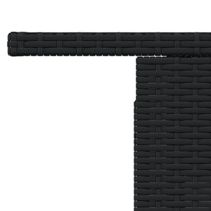 Schwarzer Poly Rattan Gartentisch mit Glasplatte
