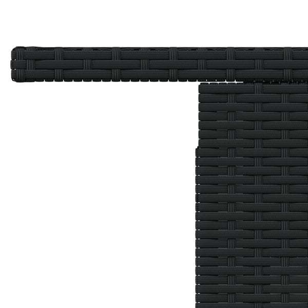 Schwarzer Poly Rattan Gartentisch mit Glasplatte