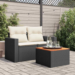 Schwarzer Gartentisch 55x55 cm Polyrattan Akazie