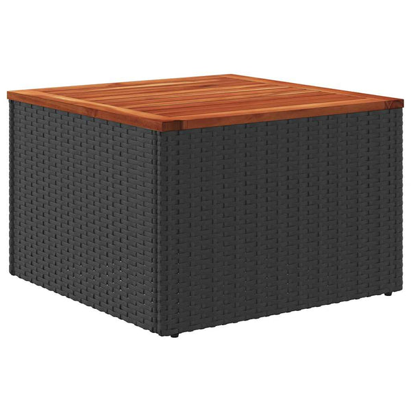 Schwarzer Gartentisch 55x55 cm Polyrattan Akazie