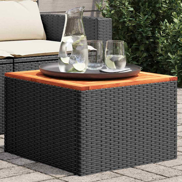 Schwarzer Gartentisch 55x55 cm Polyrattan Akazie