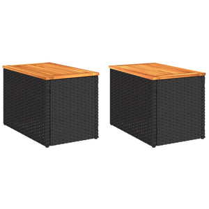 Garten Beistelltische 2er Set Poly Rattan Schwarz