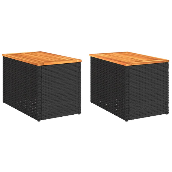 Garten Beistelltische 2er Set Poly Rattan Schwarz