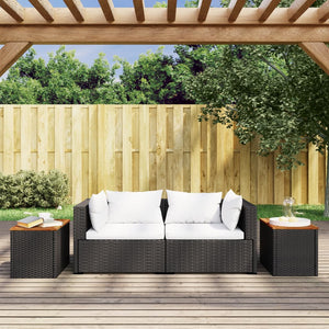 Garten Beistelltische 2er Set Poly Rattan Schwarz