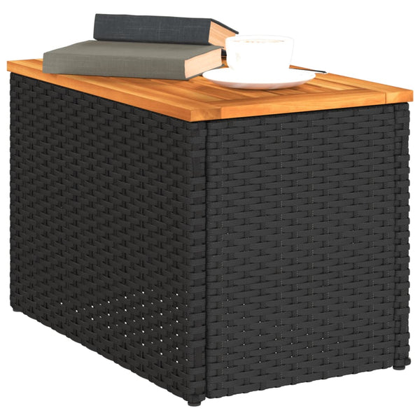Garten Beistelltische 2er Set Poly Rattan Schwarz