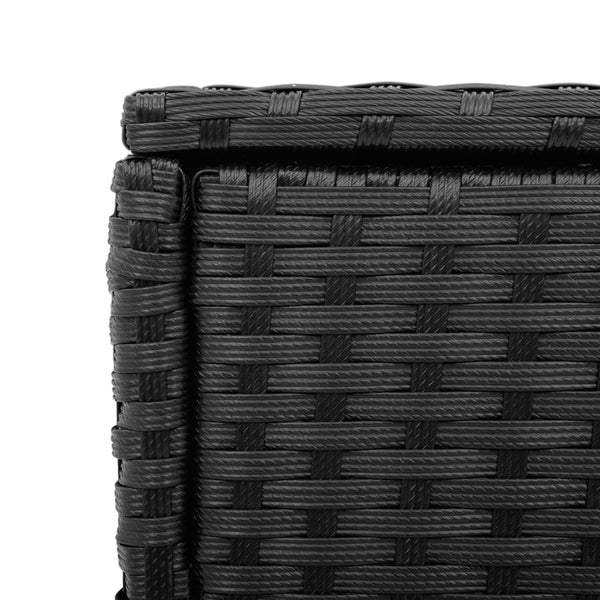 Schwarzer Rattan Garten-Beistelltisch mit Glasplatte