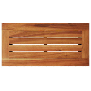 Schwarzer Garten-Beistelltisch mit Holzplatte