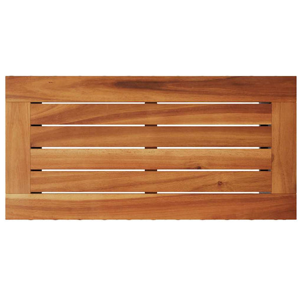 Schwarzer Garten-Beistelltisch mit Holzplatte