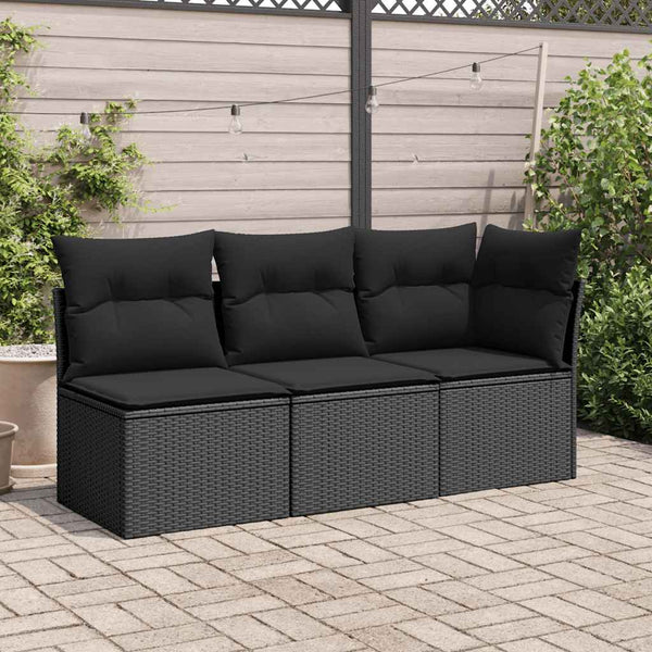 Gartenstuhl Schwarz Poly Rattan mit Kissen
