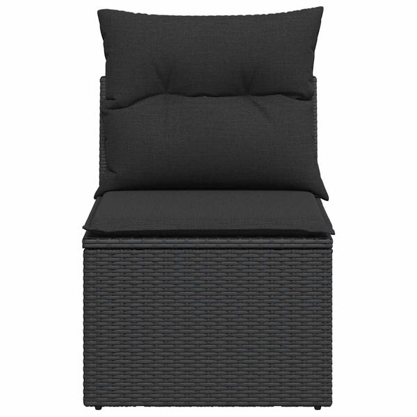 Gartenstuhl Schwarz Poly Rattan mit Kissen