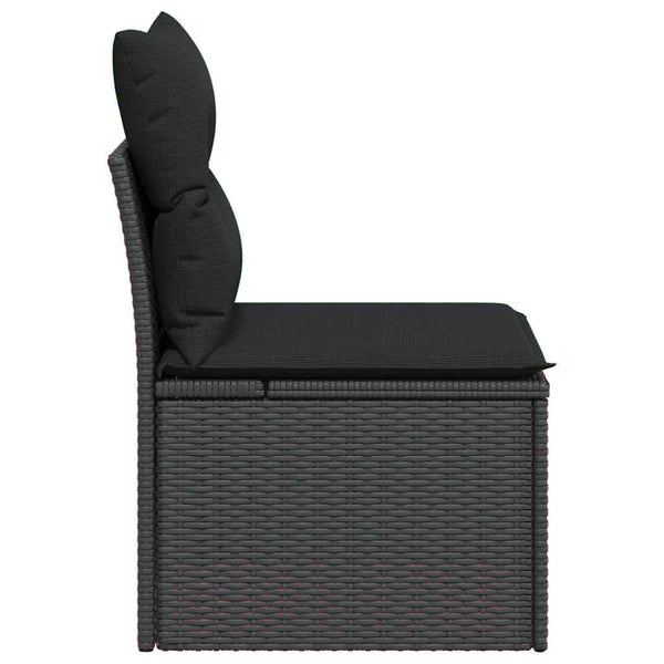 Gartenstuhl Schwarz Poly Rattan mit Kissen