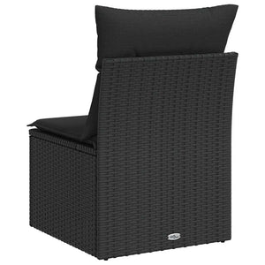 Gartenstuhl Schwarz Poly Rattan mit Kissen