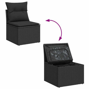 Gartenstuhl Schwarz Poly Rattan mit Kissen
