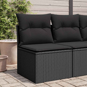 Gartenstuhl Schwarz Poly Rattan mit Kissen
