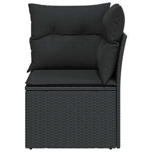 Gartensofa Ecke Schwarz Poly Rattan mit Kissen