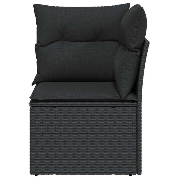 Gartensofa Ecke Schwarz Poly Rattan mit Kissen