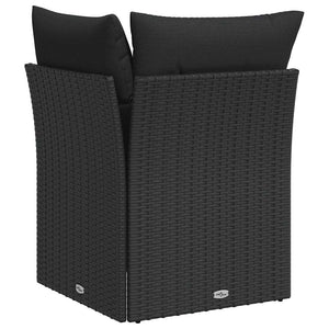 Gartensofa Ecke Schwarz Poly Rattan mit Kissen