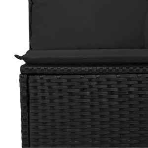 Gartensofa Ecke Schwarz Poly Rattan mit Kissen