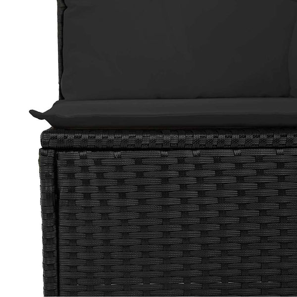 Gartensofa Ecke Schwarz Poly Rattan mit Kissen