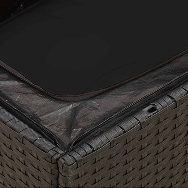 Gartensofa Ecke Schwarz Poly Rattan mit Kissen