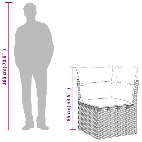 Gartensofa Ecke Schwarz Poly Rattan mit Kissen