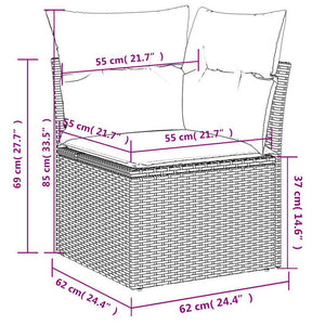 Gartensofa Ecke Schwarz Poly Rattan mit Kissen