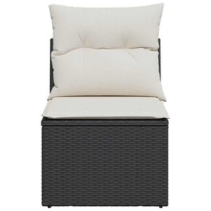Schwarzes Gartensofa ohne Armlehnen mit Kissen