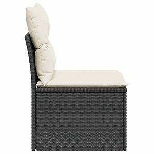 Schwarzes Gartensofa ohne Armlehnen mit Kissen