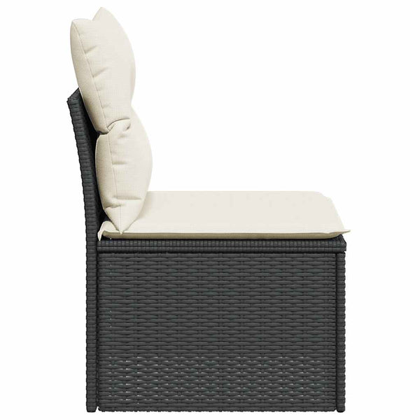 Schwarzes Gartensofa ohne Armlehnen mit Kissen