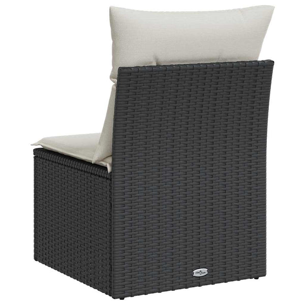Schwarzes Gartensofa ohne Armlehnen mit Kissen