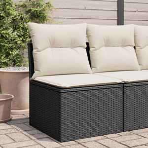 Schwarzes Gartensofa ohne Armlehnen mit Kissen