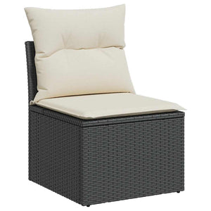 Gartensessel Schwarz Poly Rattan mit Kissen