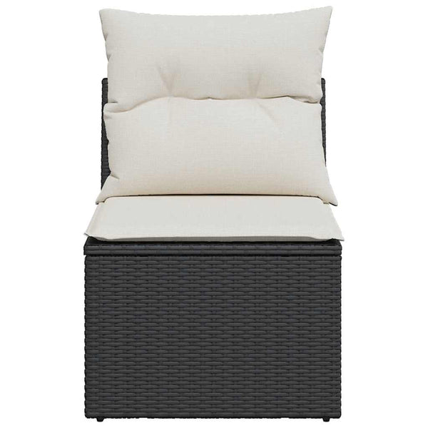 Gartensessel Schwarz Poly Rattan mit Kissen
