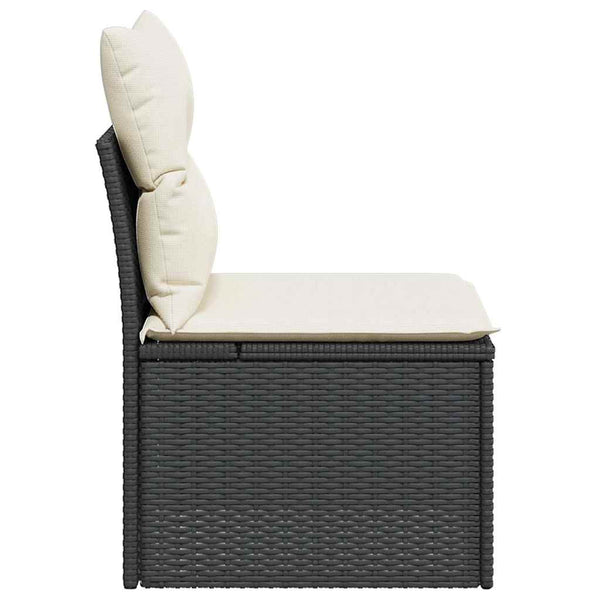Gartensessel Schwarz Poly Rattan mit Kissen