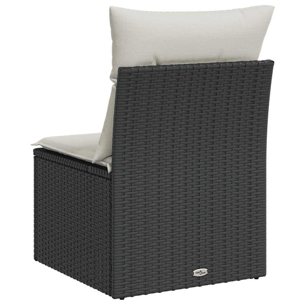 Gartensessel Schwarz Poly Rattan mit Kissen