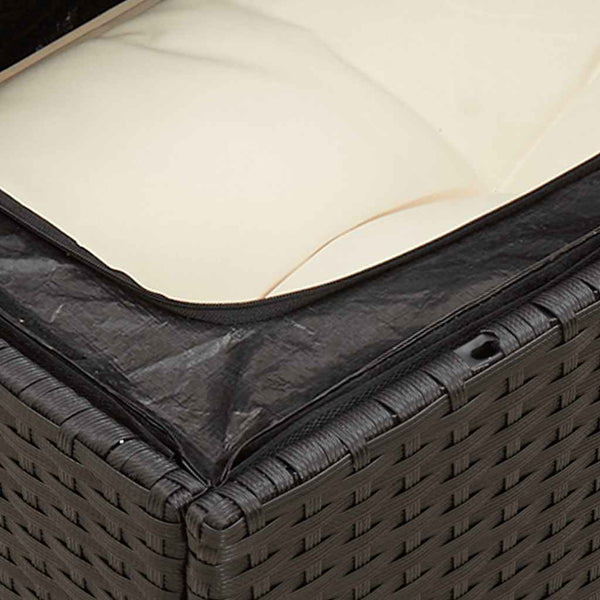 Gartensessel Schwarz Poly Rattan mit Kissen