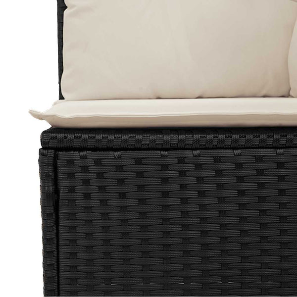 Gartensessel Schwarz Poly Rattan mit Kissen