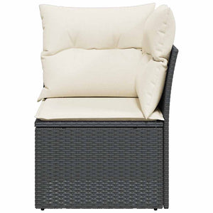 Garten Ecksofa Schwarz Poly Rattan mit Kissen