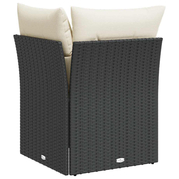 Garten Ecksofa Schwarz Poly Rattan mit Kissen