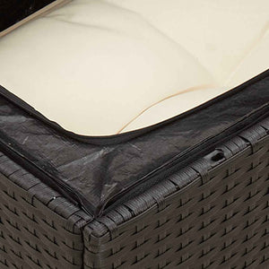 Garten Ecksofa Schwarz Poly Rattan mit Kissen