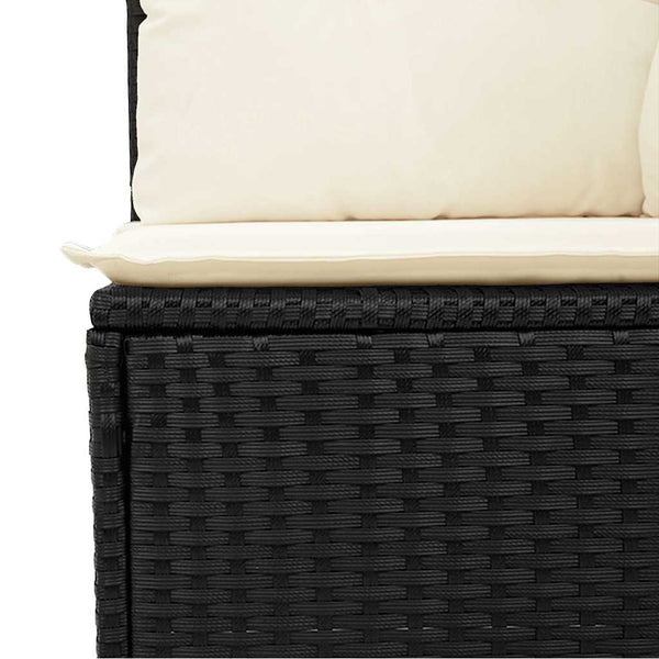 Garten Ecksofa Schwarz Poly Rattan mit Kissen
