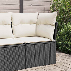 Garten Ecksofa Schwarz Poly Rattan mit Kissen